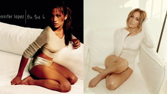 Jennifer Lopez posa com vestido transparente e recria capa de disco de 24 anos atrás