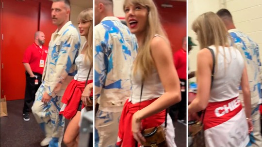 Fãs de Taylor Swift piram com primeira aparição pública da cantora ao lado de affair jogador da NFL: 'Tema de uma futura música sobre fim de namoro'