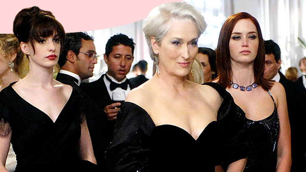 Anne Hathaway, Maryl Streep e Emily Blunt em O Diabo Veste Prada (2006) — Foto: 20th Century Fox