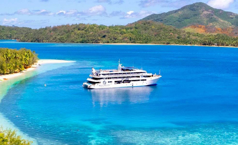 Navio de cruzeiro da Blue Lagoon Cruises encalhou na mesma ilha de Fiji em que foi filmado Náufrago (2000), com Tom Hanks — Foto: Divulgação (Blue Lagoon Cruises)