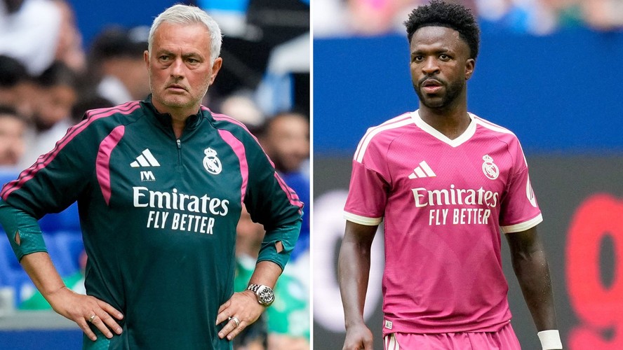 José Mourinho e Vini Jr.