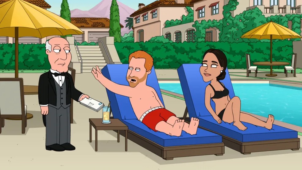 Harry e Meghan foram ridicularizados em episódio de 'Family Guy' ('Uma Família da Pesada') — Foto: Reprodução