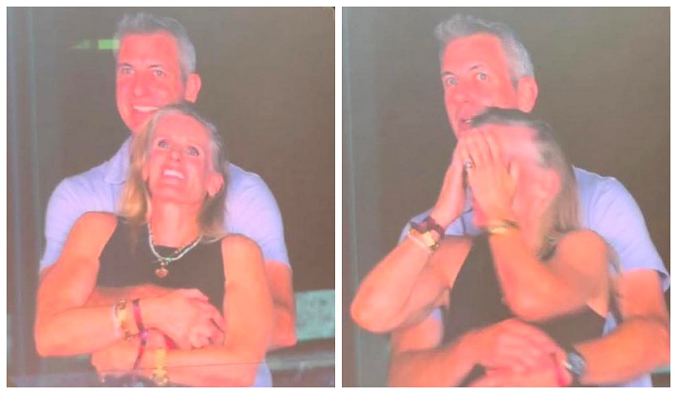 O flagrante de Andy Byron e Kristin Cabot no show do Coldplay — Foto: Reprodução