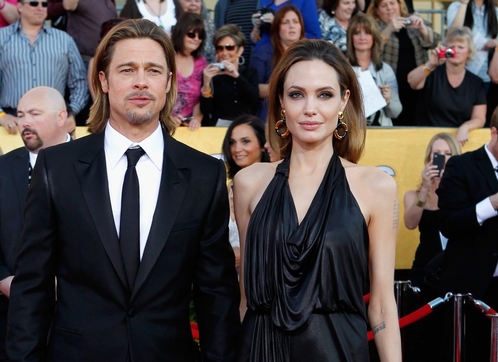Brad Pitt e Angelina Jolie em red carpet de 2012 — Foto: Getty Images