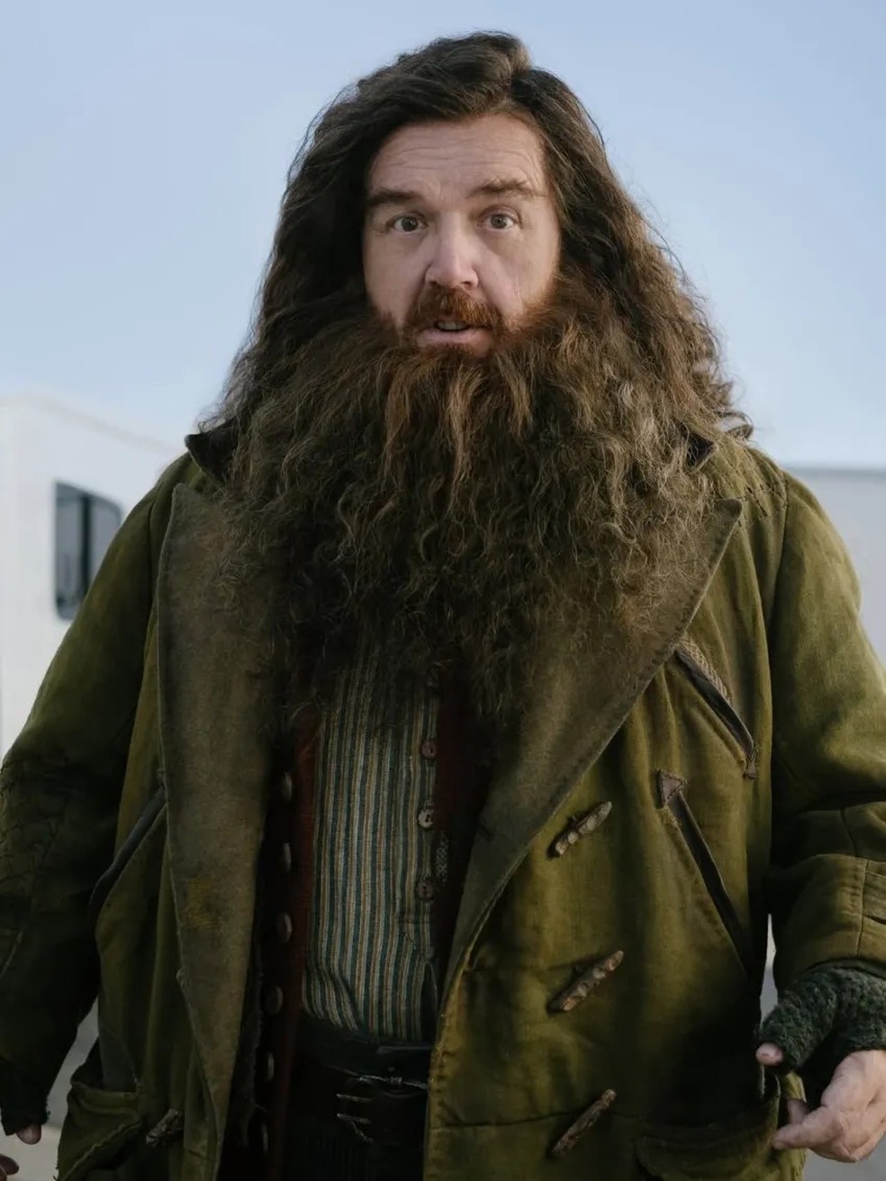 Nick Frost caracterizado como Hagrid para nova série de 'Harry Potter' — Foto: Reprodução