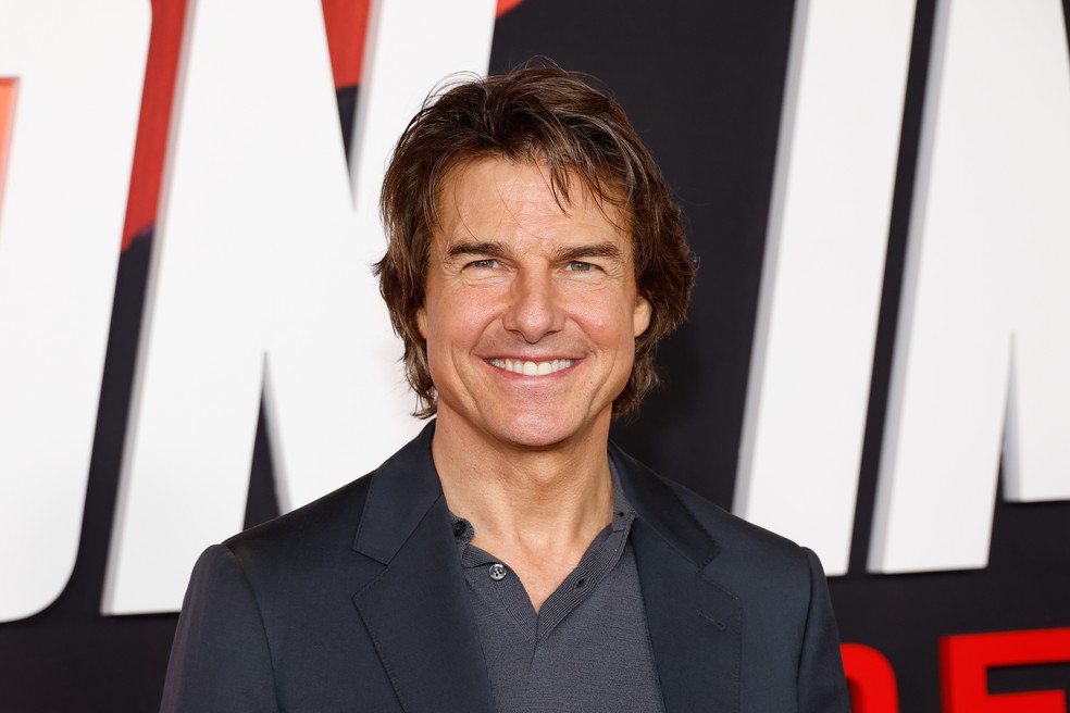 Tom Cruise no lançamento de Missão: Impossível – Acerto De Contas Parte 1 (2023) em Nova York — Foto: Getty Images