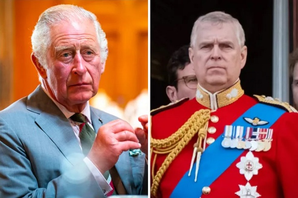  Rei Charles e seu irmão Príncipe Andrew, afastado da Família Real por conta de acusações de abuso sexual — Foto: Getty Images