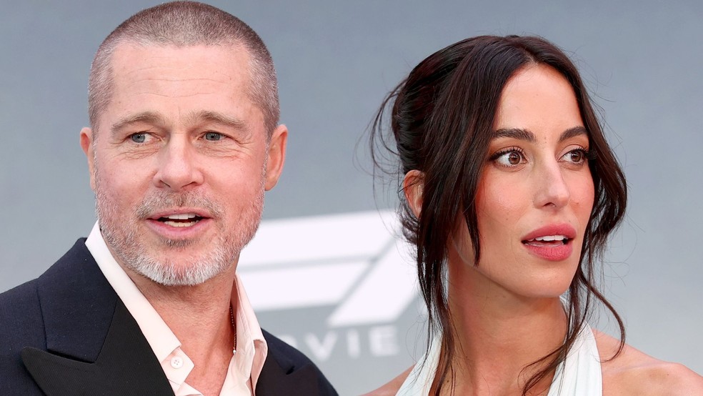 O ator Brad Pitt e a designer de joias Ines de Ramon — Foto: Getty Images