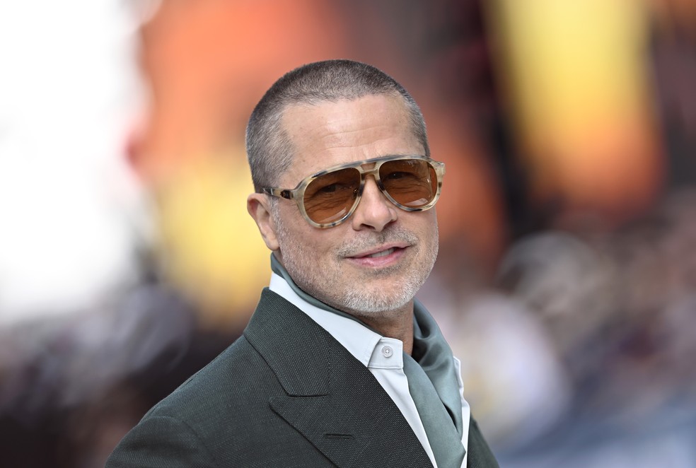 Brad Pitt no lançamento de 'F1 - O Filme' em 2025 — Foto: Getty Images