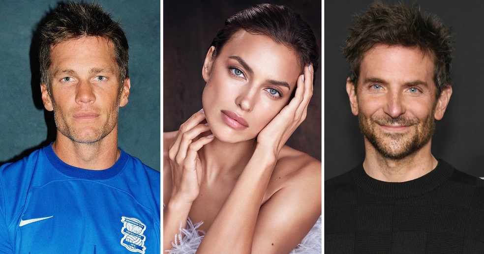 Tom Brady, Irina Shayk e Bradley Cooper — Foto: reprodução/instagram e getty