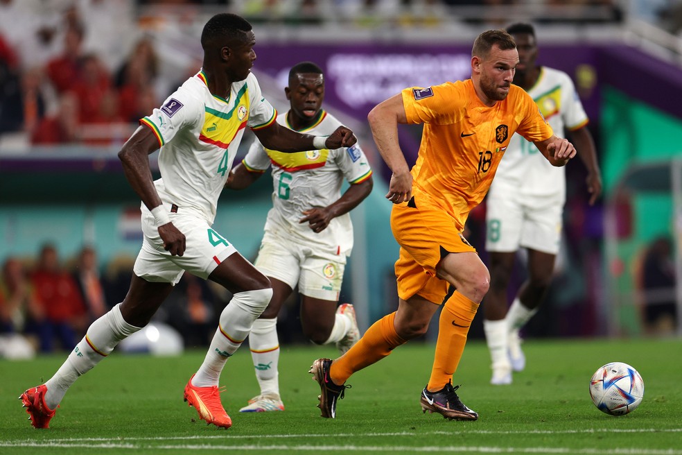 Registro da vitória holandesa por 2 a 0 contra o Senegal na primeira rodada da Copa do Mundo de 2022 — Foto: Getty Images