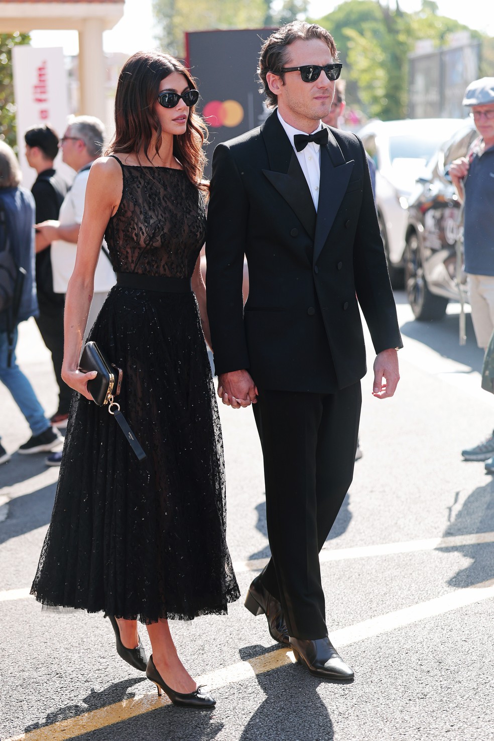 Kaia Gerber e Lewis Pullman no red carpet do lançamento de O Testamento de Ann Lee (2025) no Festival de Cinema de Veneza, em 1 de setembro de 2025 — Foto: Getty Images