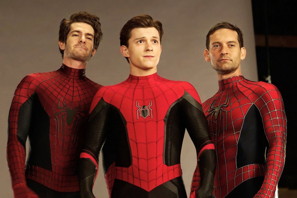 Andrew Garfield, Tom Holland e Toby Maguire em Homem Aranha: Sem Volra para Casa — Foto: Divulgação