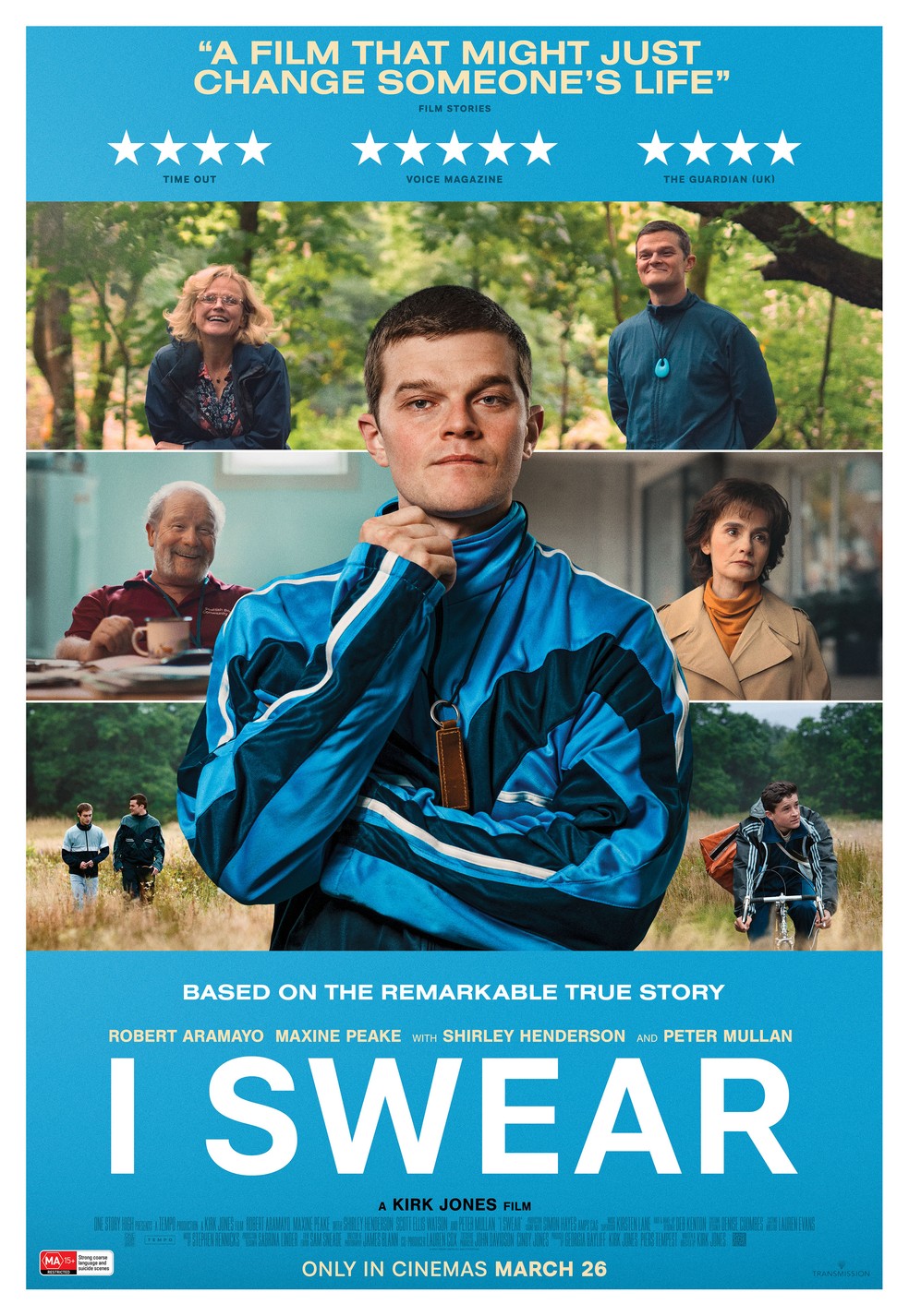 O cartaz de I Swear (2025), cinebiografia de John Davidson protagonizada por Robert Aramayo — Foto: Divulgação