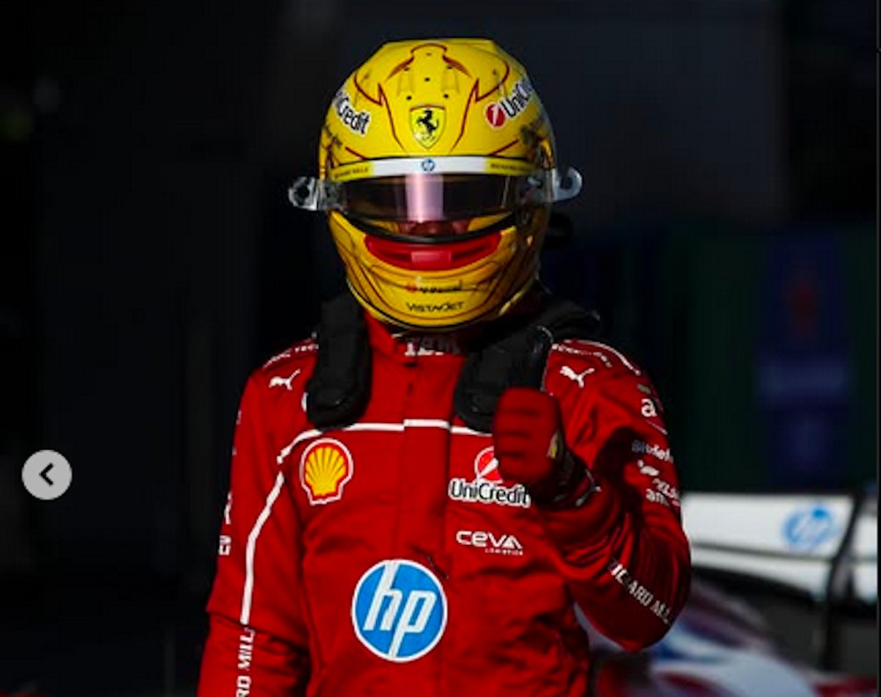 Lewis Hamilton em ação pela Ferrari — Foto: Instagram