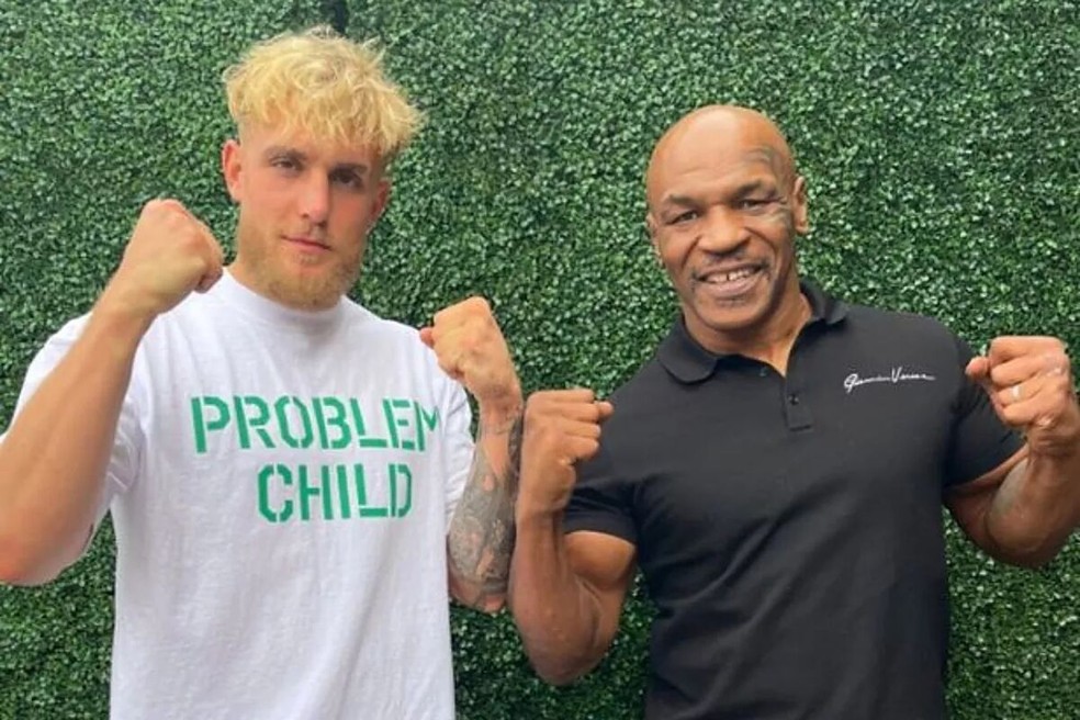 Jake Paul e Mike Tyson — Foto: Reprodução