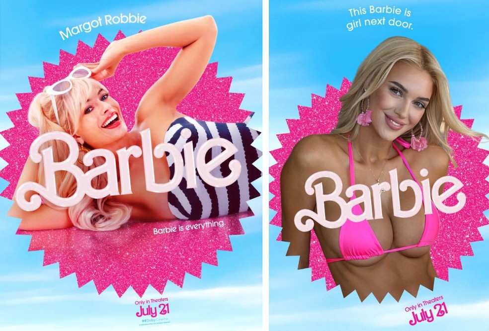 Veronika Rajek fez seu próprio pôster de 'Barbie' no lugar da protagonista, Margot Robbie — Foto: Reprodução/Instagram