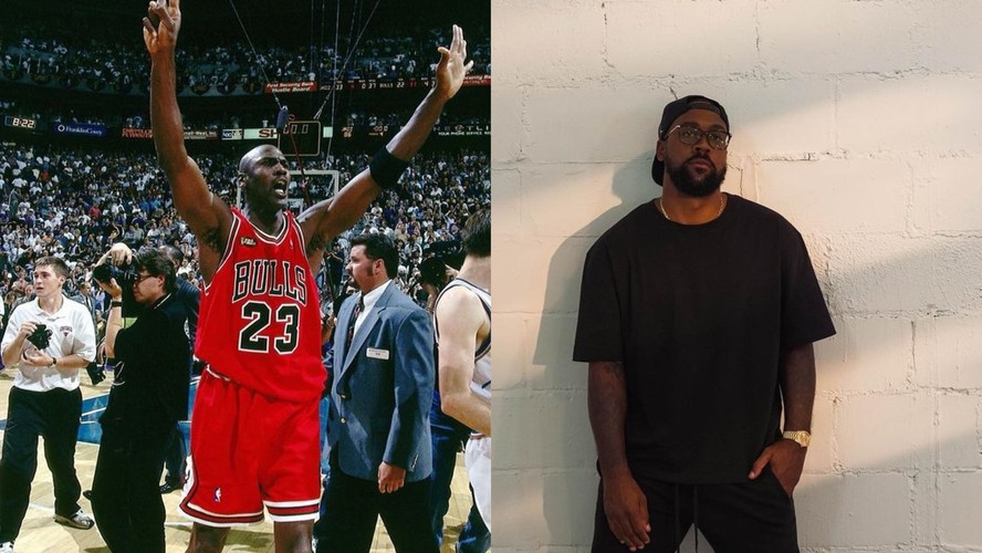 A lenda do basquete Michael Jordan e seu filho Marcus