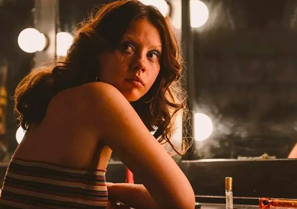 A atriz Mia Goth em cena de X - A Marca da Morte (2022) — Foto: Reprodução