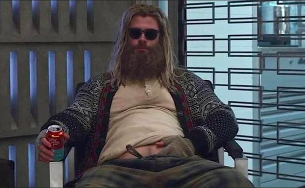 Chris Hemsworth como o Thor depressivo de Vingadores: Ultimato (2019) — Foto: Reprodução