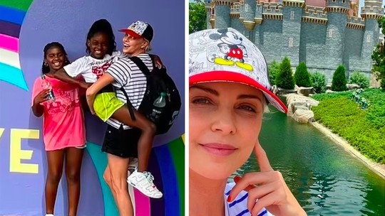Charlize Theron compartilha fotos raras das filhas em passeio na Disney