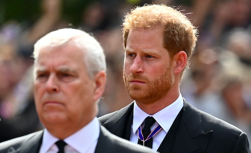Príncipe Harry e o tio, Príncipe Andrew — Foto: Getty Images