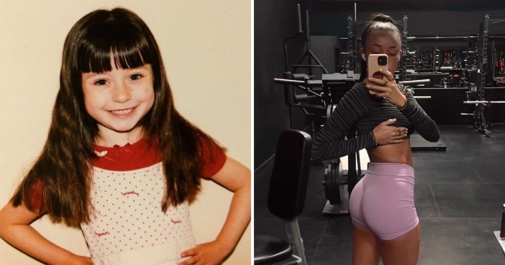 Molly Conlin na época da série 'EastEnders' e hoje, como influencer fitness — Foto: reprodução/Instagram