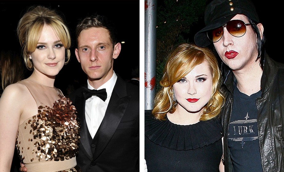 Evan Rachel Wood com Jamie Bell (à esquerda) e com Marilyn Manson