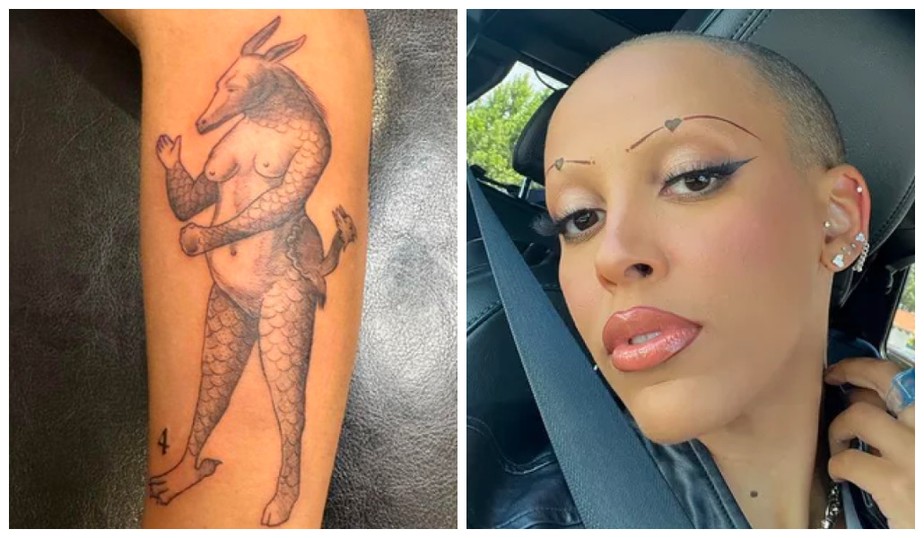 A tatuagem presente no braço da cantora Doja Cat