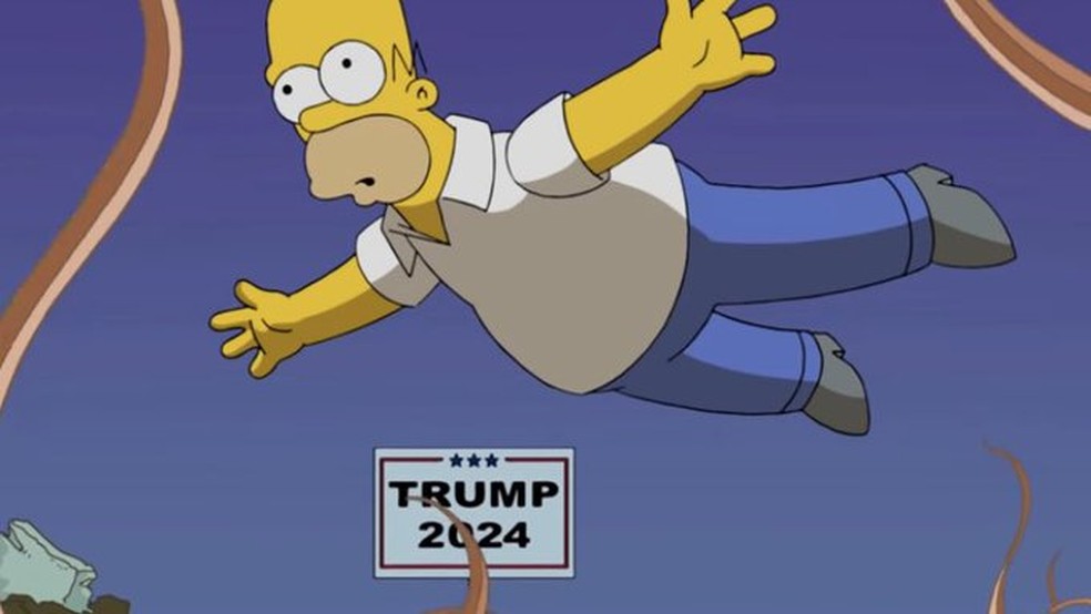 Cena do episódio de Os Simpsons que 'previu' o retorno de Trump em 2024 — Foto: Reprodução