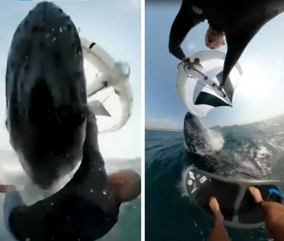 Surfista filma momento em que é atingido em cheio e arrastado por ...
