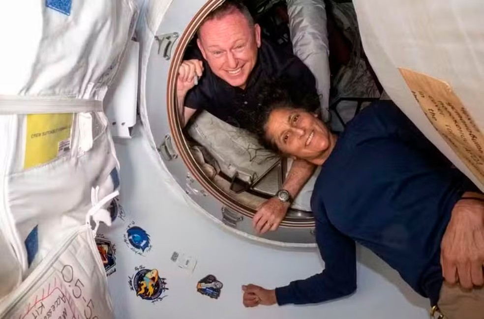 Os astronautas Sunita Williams e Barry Wilmore — Foto: reprodução