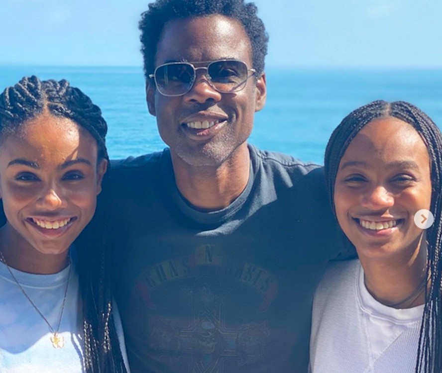 O ator Chris Rock com as filhas