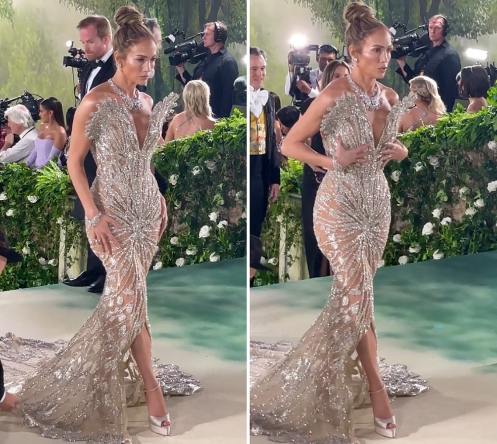 Jennifer Lopez viraliza com resposta 'curta e grossa' no Met Gala — Foto: Reprodução/TikTok