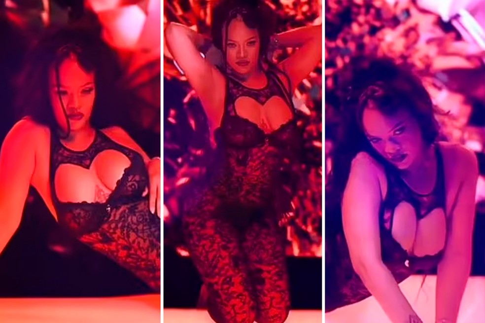 Rihanna no anúncio de Valentine's Day de sua grife de lingeries — Foto: reprodução/Instagram