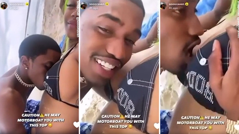 Christian 'King' Combs com a namorada, Raven Tracy — Foto: Reprodução/Snapchat