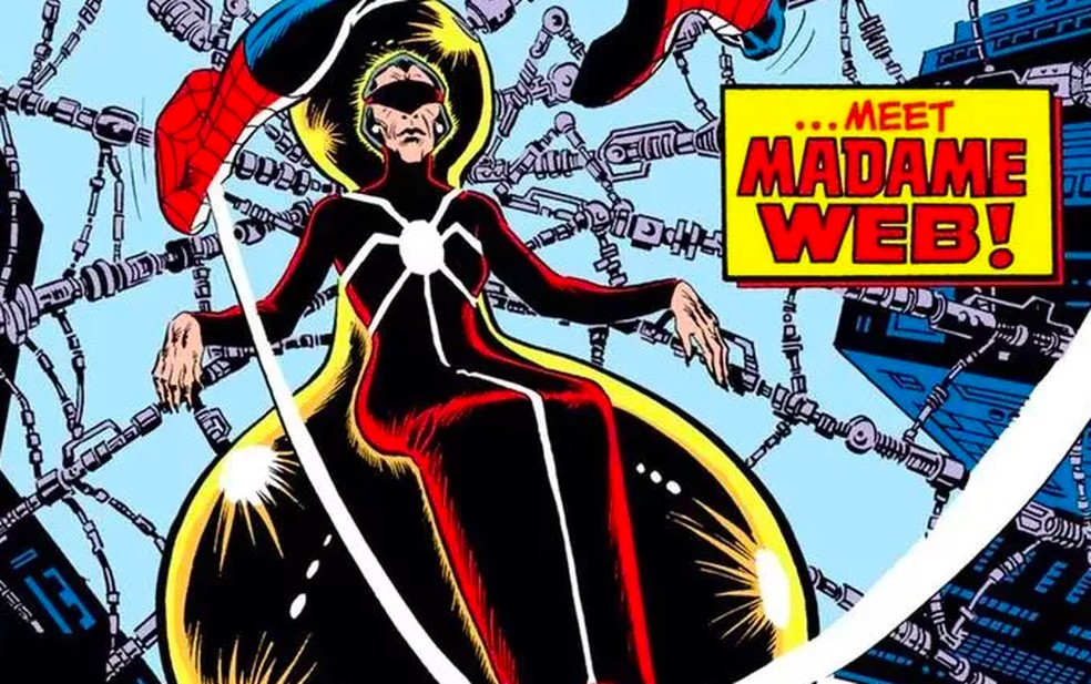 A primeira aparição da personagem Madame Teia nas HQs da Marvel, em 1980  — Foto: Reprodução