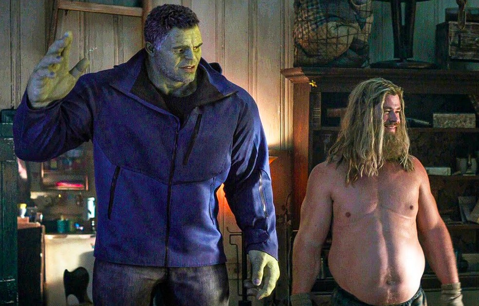 Chris Hemsworth como o Thor fora de forma em Vingadores: Ultimato (2019) — Foto: Reprodução