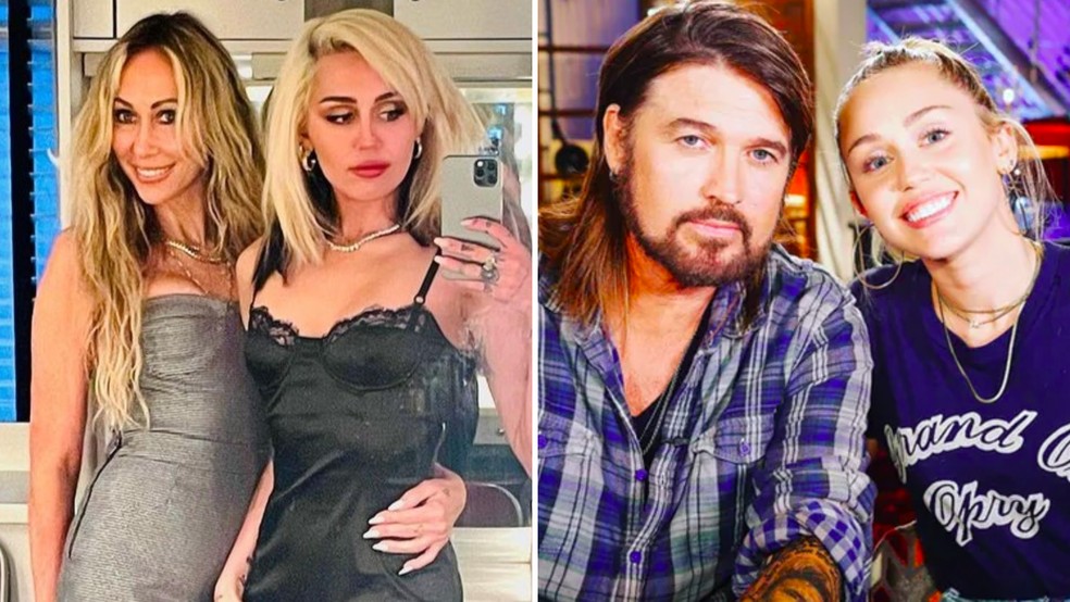 Miley Cyrus com os pais, Tish e Billy Ray Cyrus — Foto: Reprodução