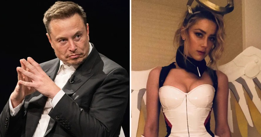 Elon Musk; Amber Heard com a fantasia