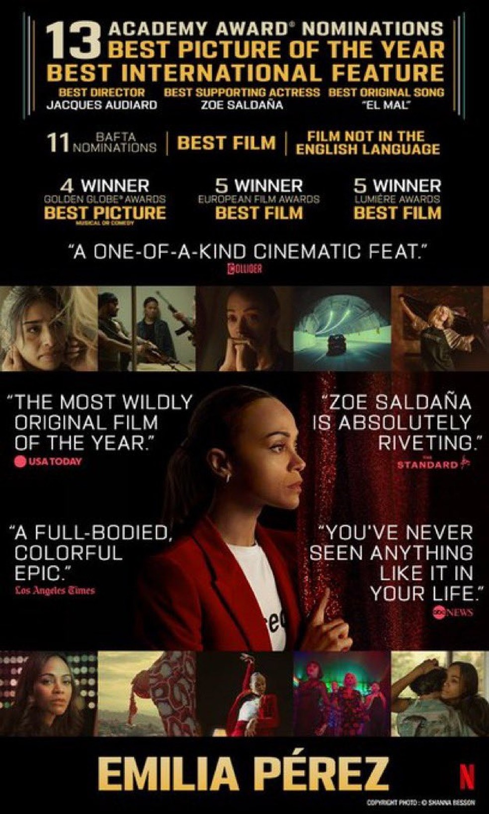 O pôster de Emilia Pérez (2024) sem imagens de Karla Sofia Gascón, protagonista do filme — Foto: Divulgação