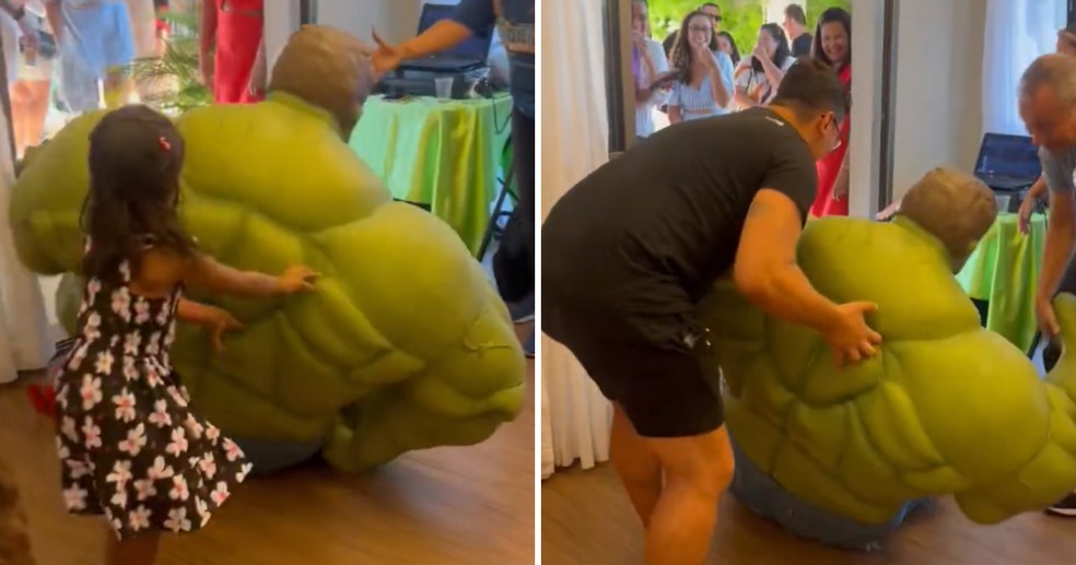 Hulk desaba em festa infantil e causa alvoroço — Foto: Reprodução/X