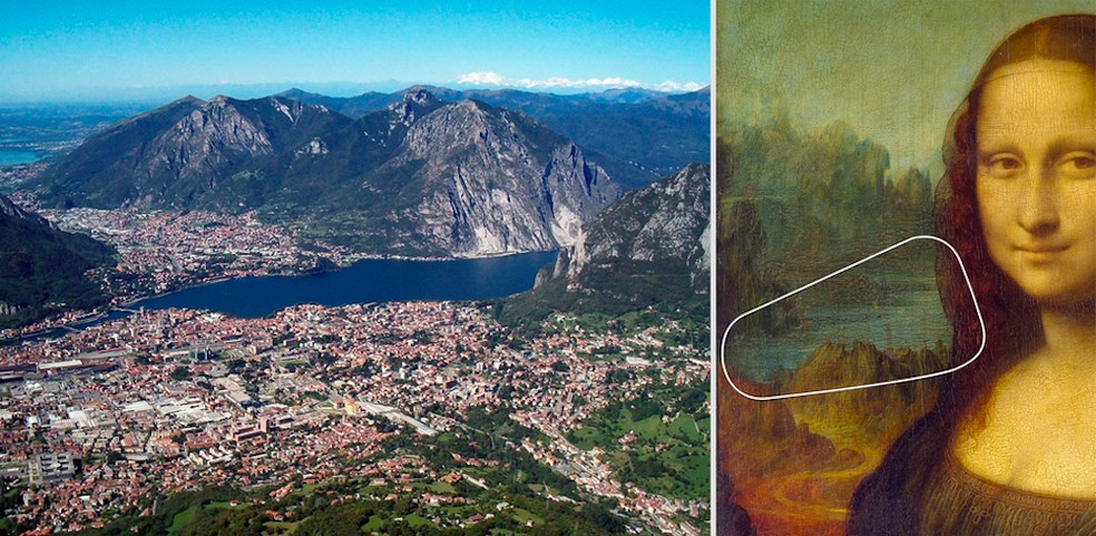 Imagens da pesquisa da geóloga e historiadora Ann Pizzorusso apontando a comuna italiana de Lecco como cenário de Mona Lisa — Foto: (Divulgação/Ann Pizzorusso)