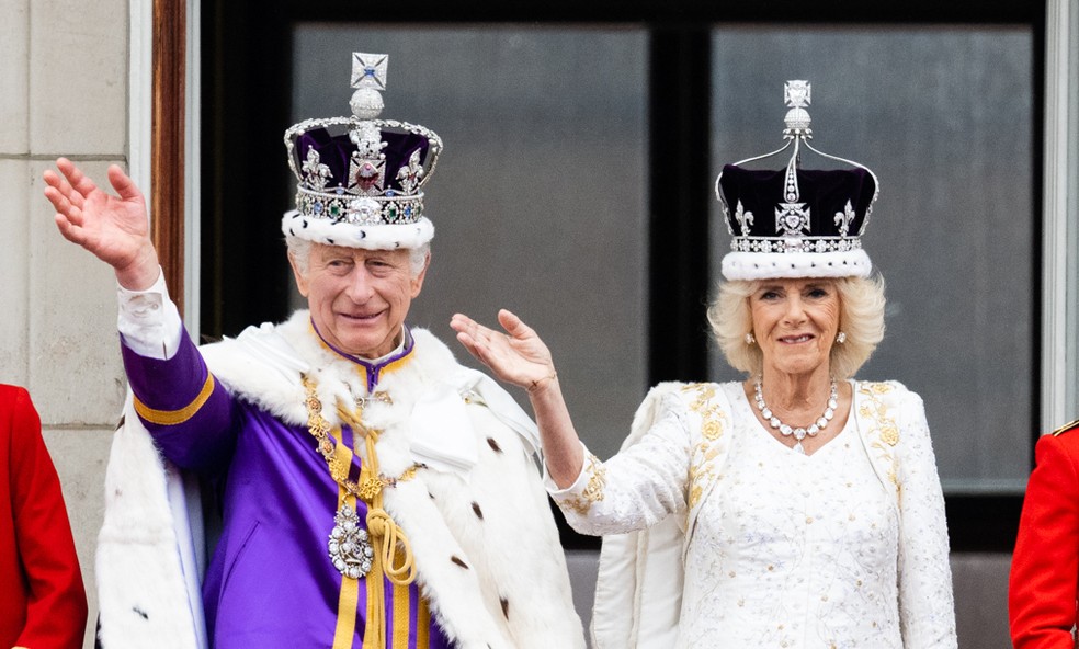 O Rei Charles III e a Rainha Consorte Camilla — Foto: Getty Images