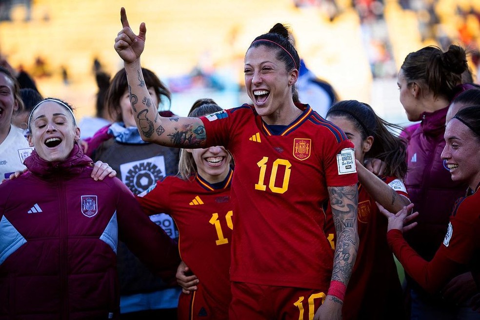 Jenni Hermoso celebra o título de Copa do Mundo com a Espanha — Foto: Reprodução/Instagram