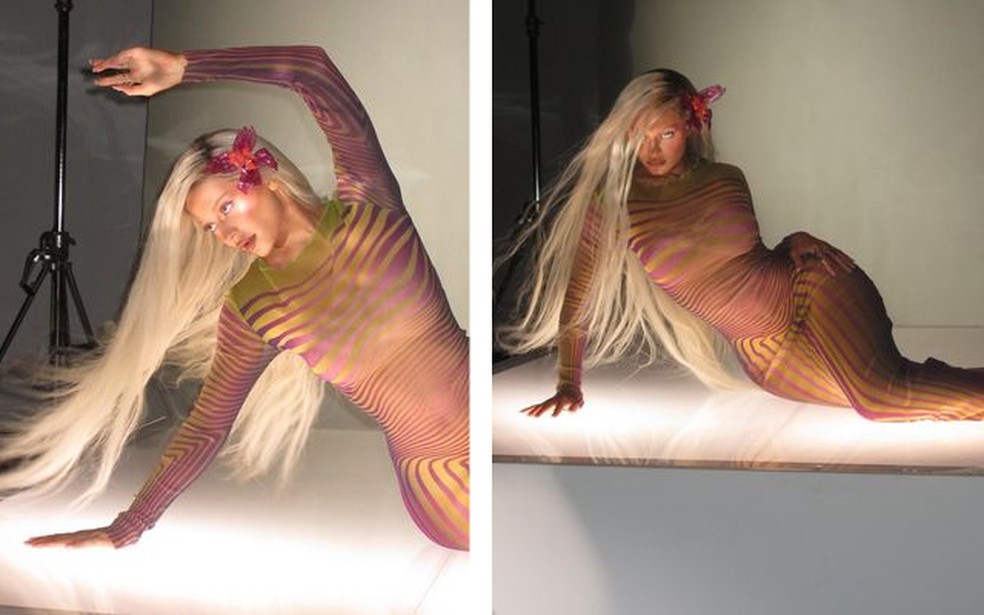 Kylie Jenner em bastidores de ensaio para a cole&ccedil;&atilde;o Flowers, de Jean Paul Gaultier &mdash; Foto: Instagram