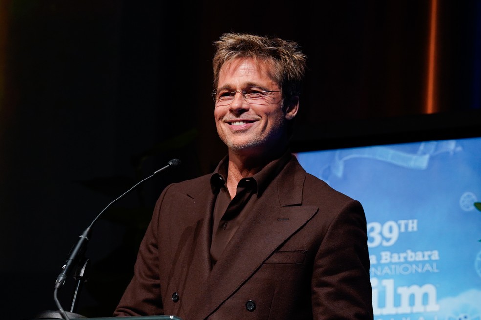 O ator Brad Pitt em evento na Califórnia em fevereiro de 2024 — Foto: Getty Images