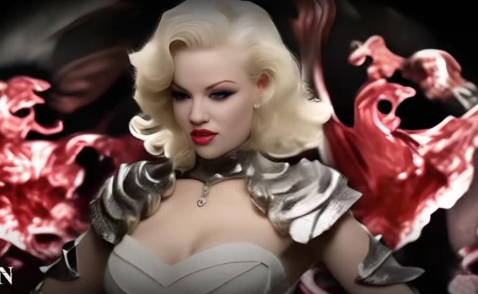 Marilyn Monroe no 'Mortal Kombat' feito com IA — Foto: Reprodução