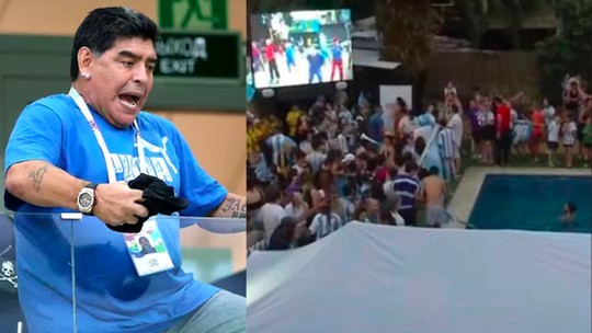 Torcida faz festa de arromba em mansão de Maradona para comemorar classificação da Argentina na Copa