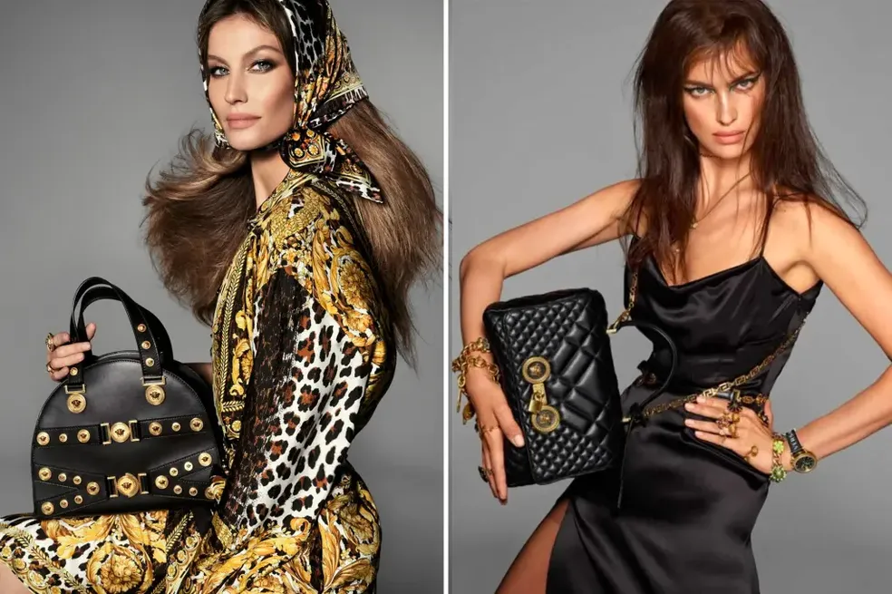 Gisele Bündchen e Irina Shayk em anúncio para a grife Versace — Foto: divulgação